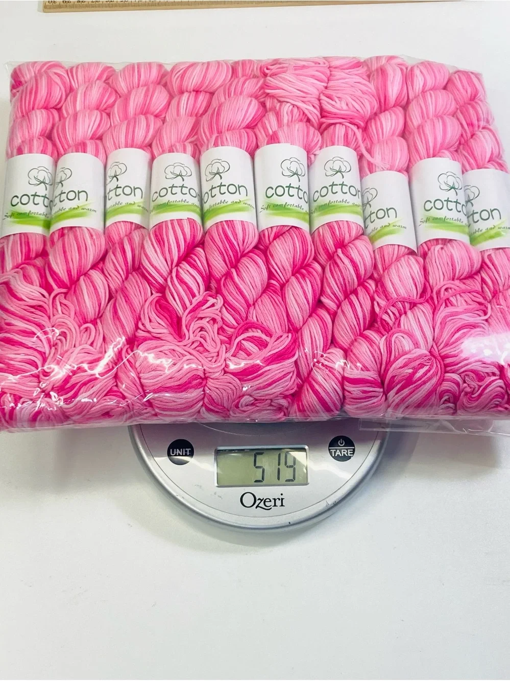 10 NEW (~500g total, ~50g ea.) 100% Cotton Variegated Hanks in Pretty Pinks